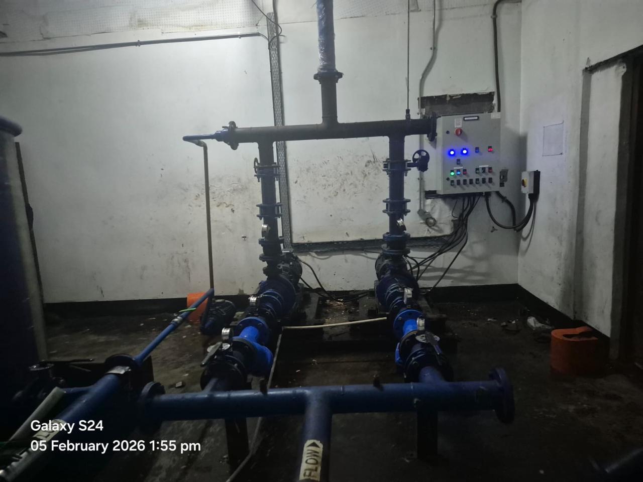 Commercial water pump and pipe system